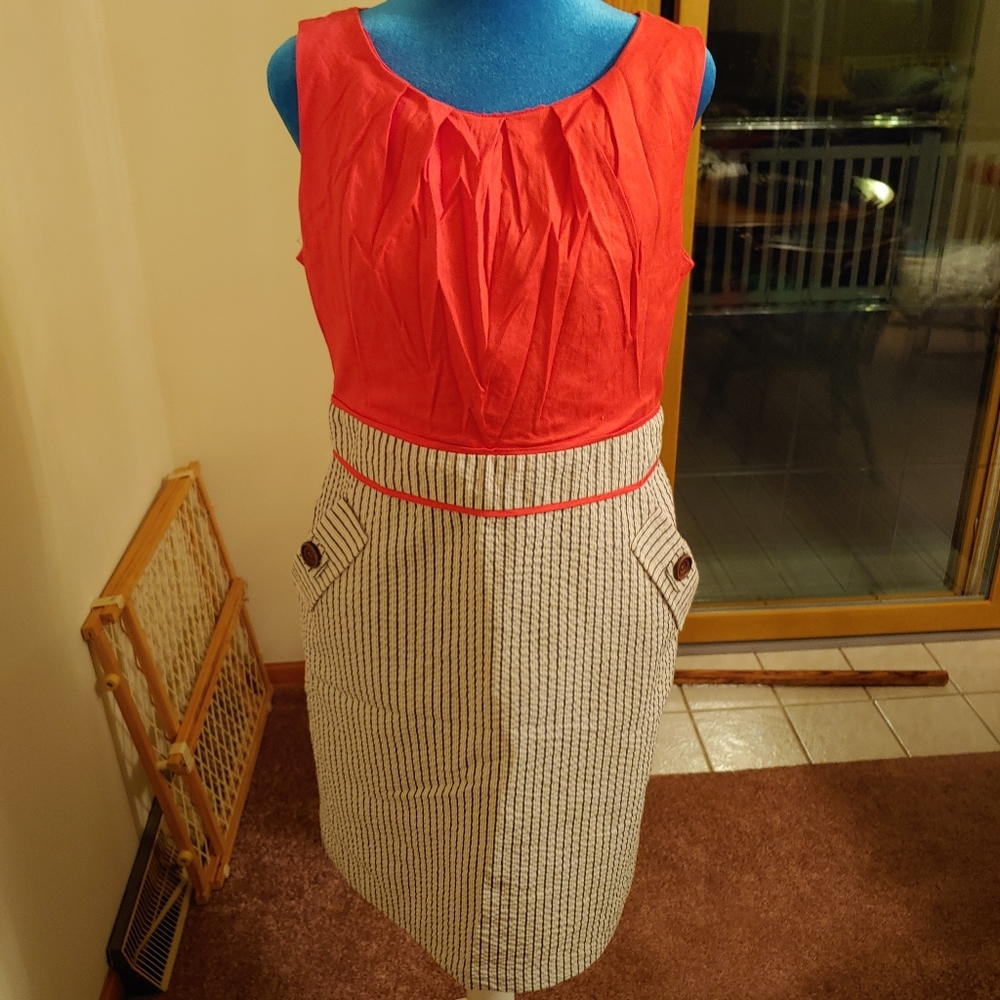 Alyx Red-orange, white and blue striped Pencil Dress size 10